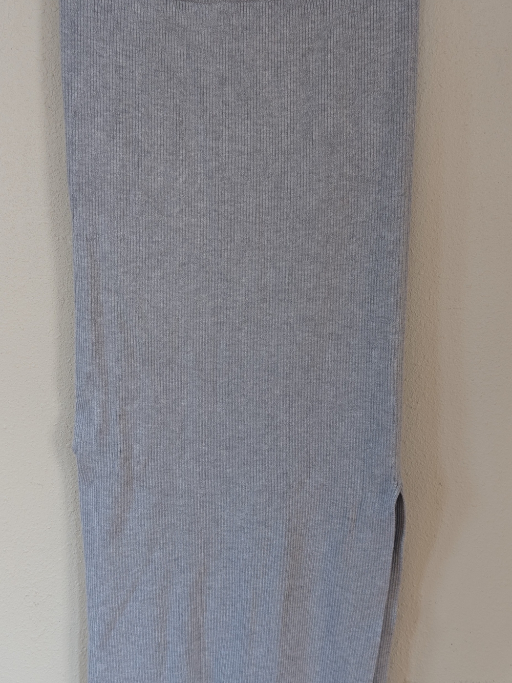 stradivarius Gray Ribbed Midi Skirt with Side Slit